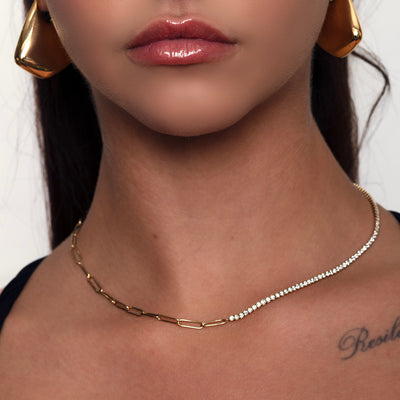 Tennis and Paperclip Necklace