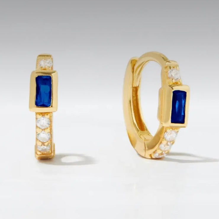 Sapphire Baguette Huggie Earring