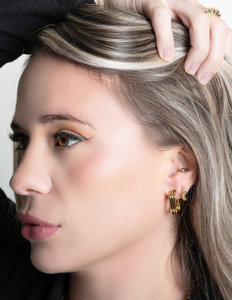 Gold Triple-U Minimalistic Stud Earrings