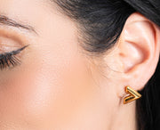 V Gold Stud Earrings
