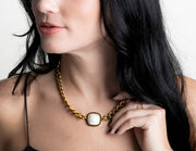 Square Pearl Gold Chain Necklace
