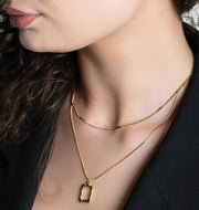 Gold Abstract Square Layered Necklace